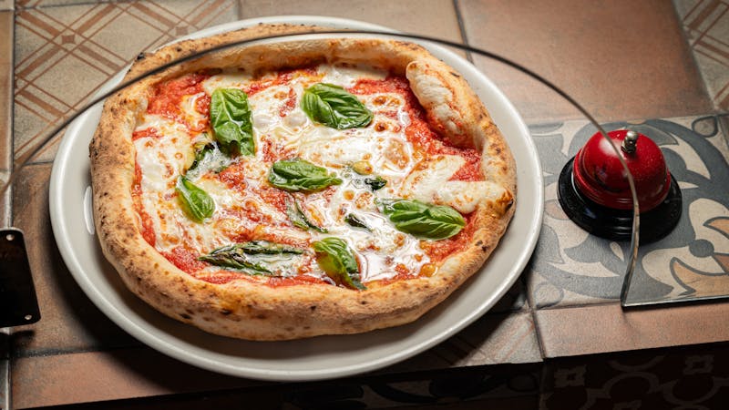 Margherita pizza with fresh basil